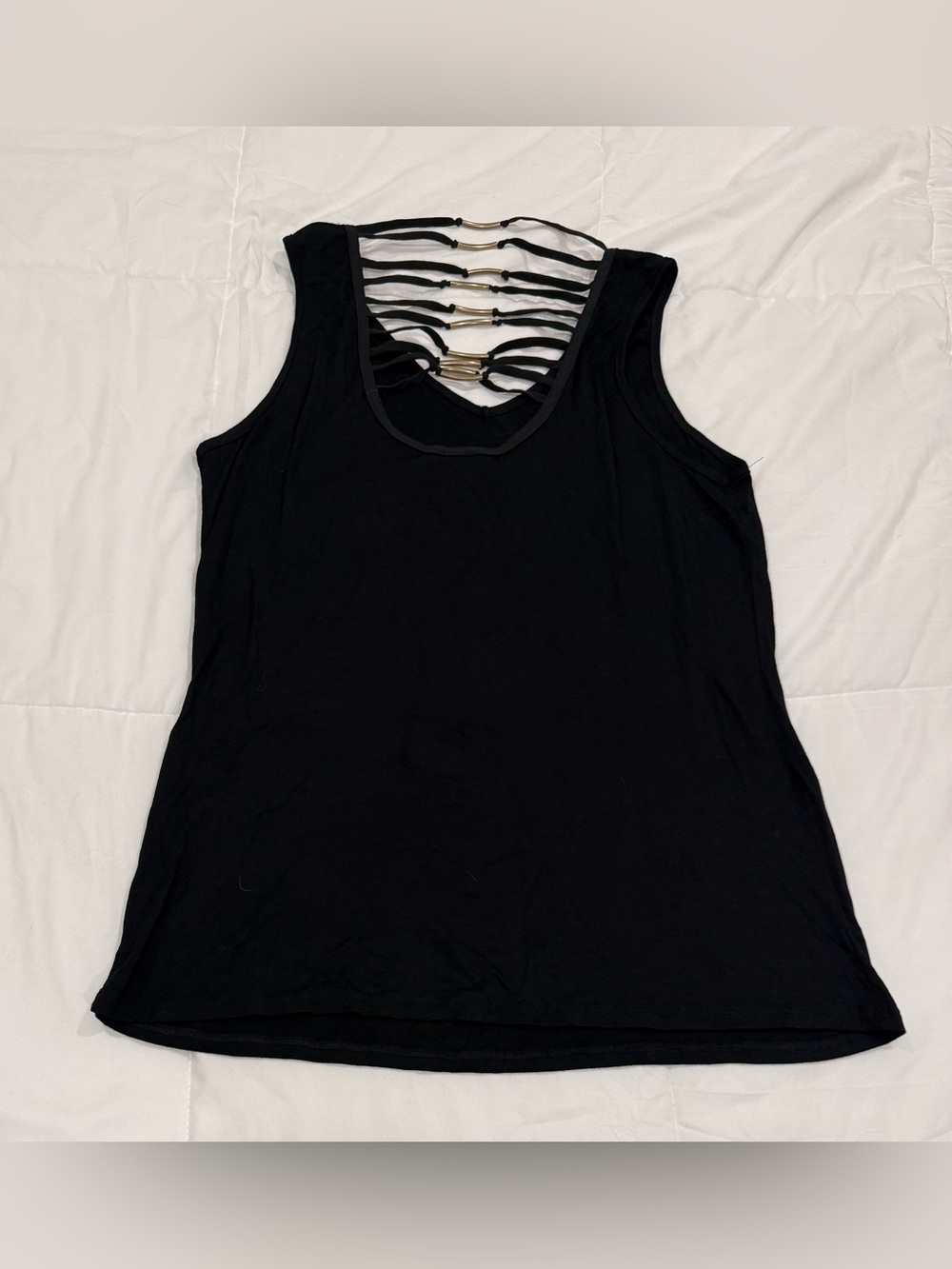 Harley-Davidson Black Tank Top w/ Red Accent Skull Graphic & Strappy Back Sz 1X - Picture 2 of 4